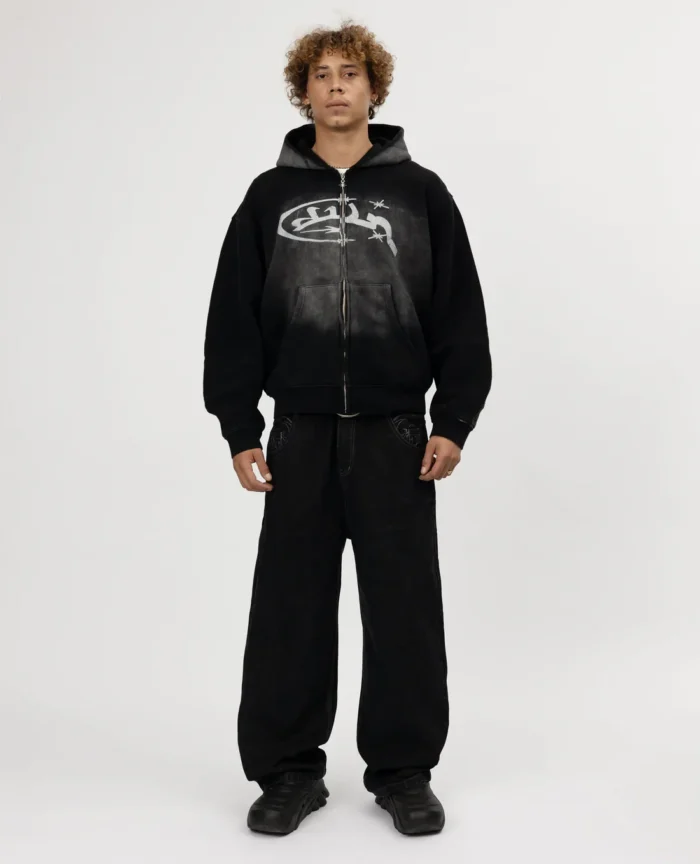 Divin By Divin Black Sunfade Zip Hoodie (6)