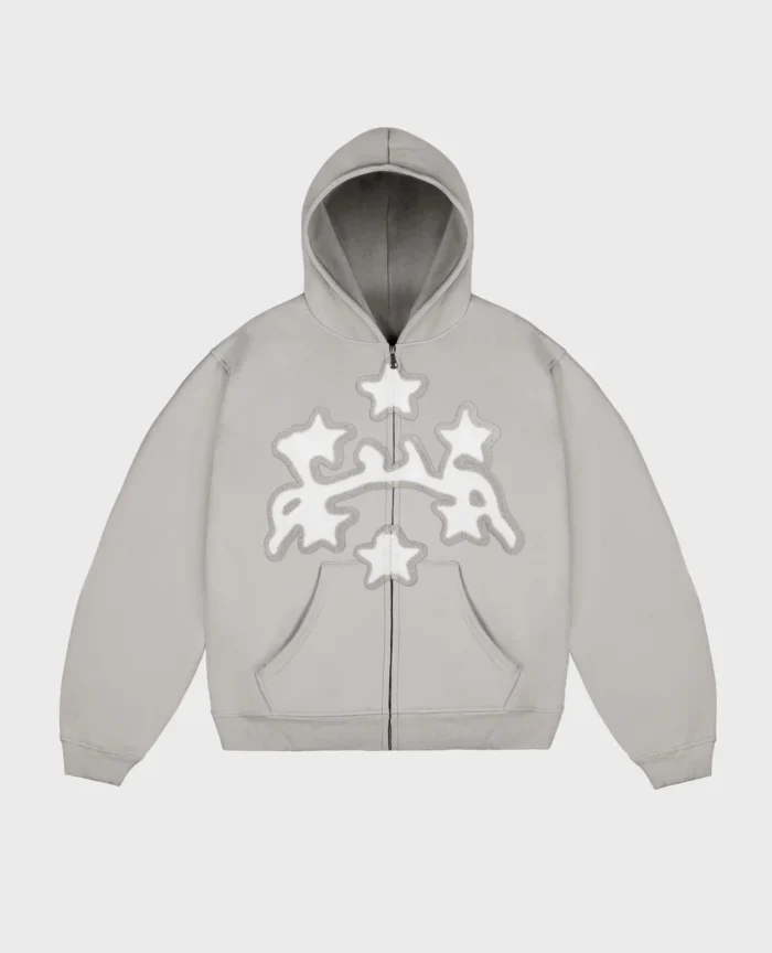 Divin By Divin Grey Stars Zip Hoodie (1)